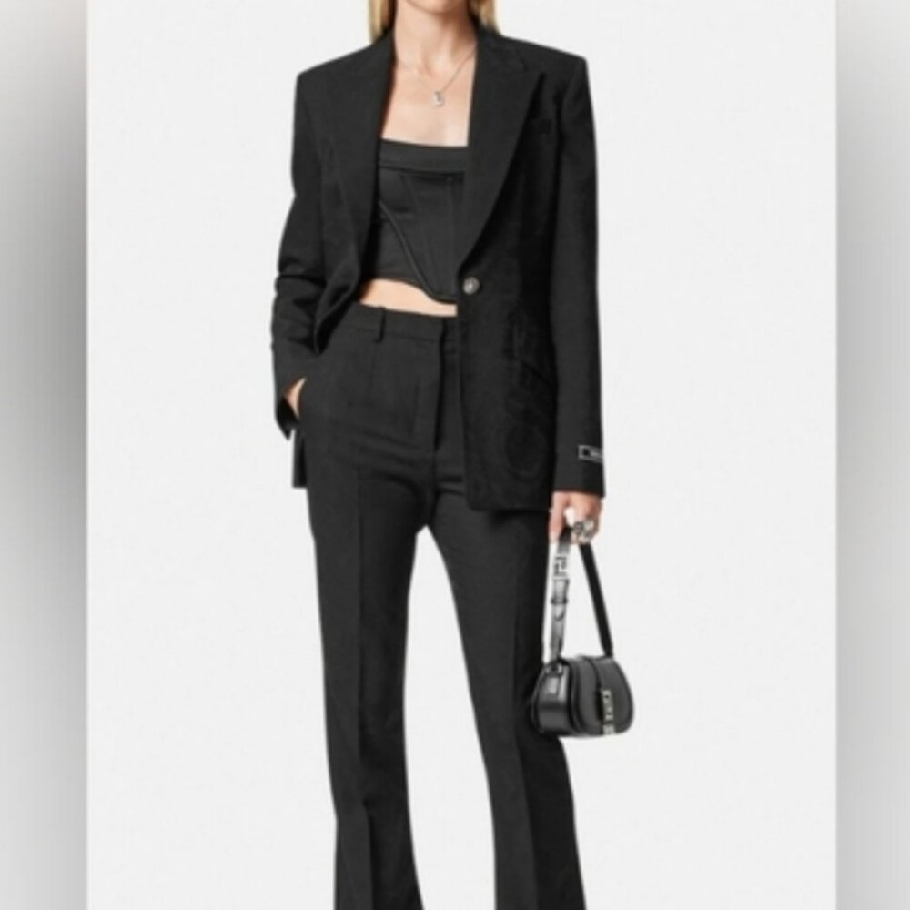 Versace Barocco Jacquard Wool Pants NWT IT36 XS Black